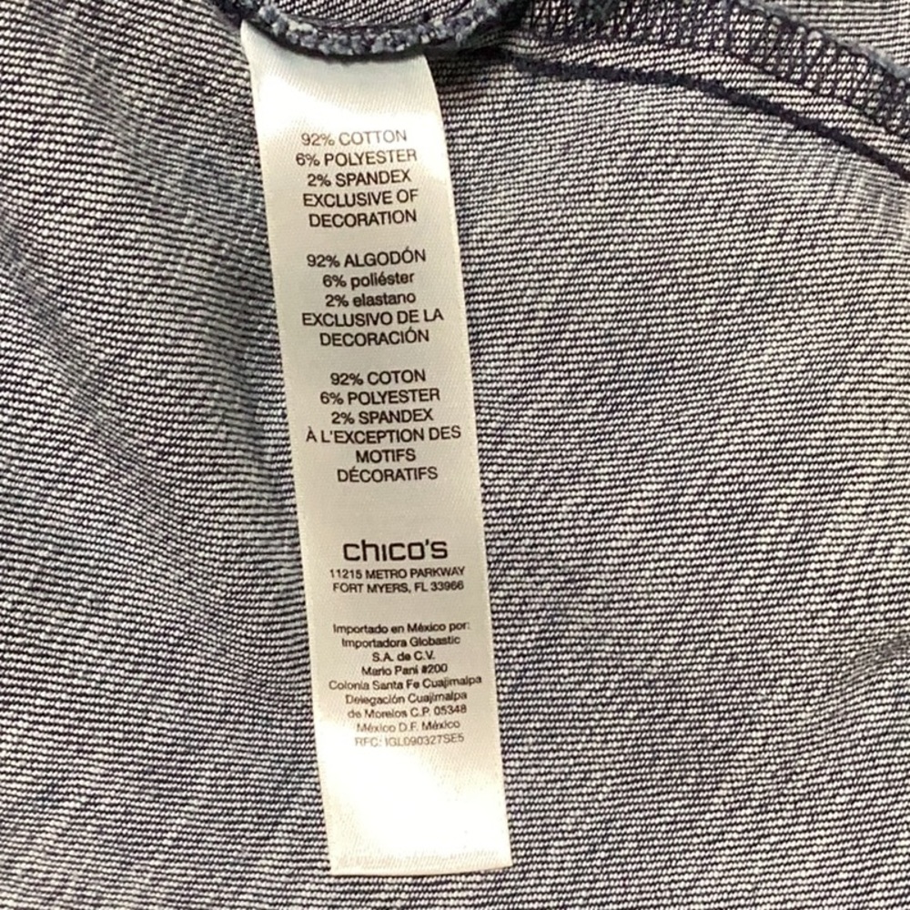 Chico’s Jean Jacket w/Golden Black Ribbon on Collar & pockets size 2 - Picture 10 of 10